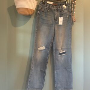 Judy Blue High Waist Distressed Straight Leg Jeans NWT